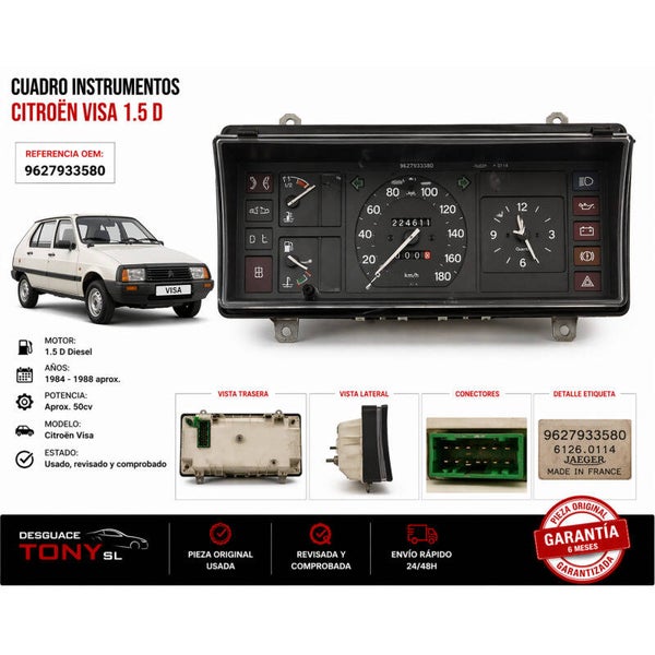 Cuadro de instrumentos Citroën Visa 1.5 D OEM 9627933580