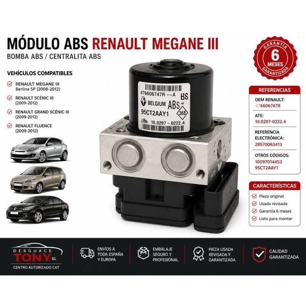 Módulo ABS Renault Mégane III 2008-2012 OEM 476606747R