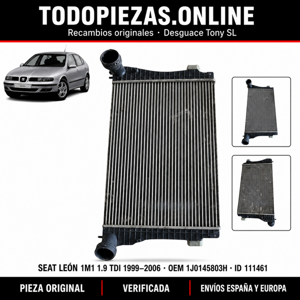 Radiador intercooler Seat León 1M1 1.9 TDI 1999-2006 OEM: 1J0145803H