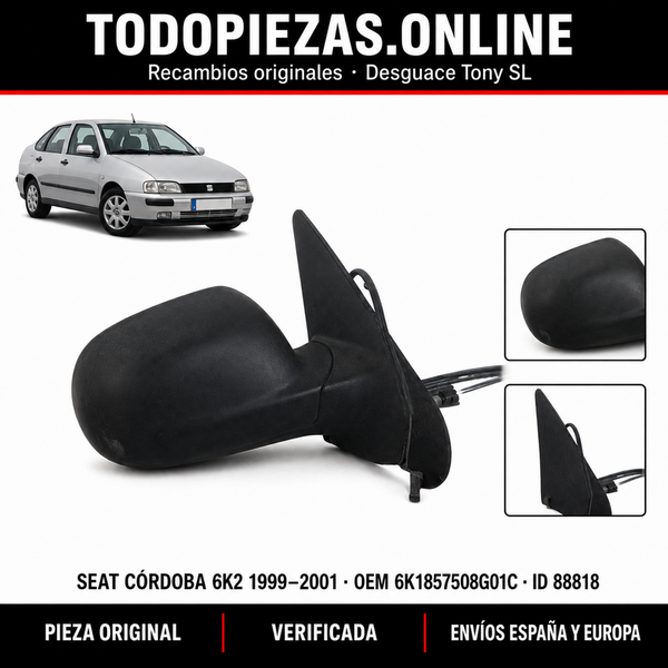 Retrovisor manual derecho Seat Córdoba 6K2 1999-2001 OEM: 6K1857508G01C