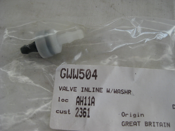 Valve, in-line non-return, windscreen washer tubing   GWW504