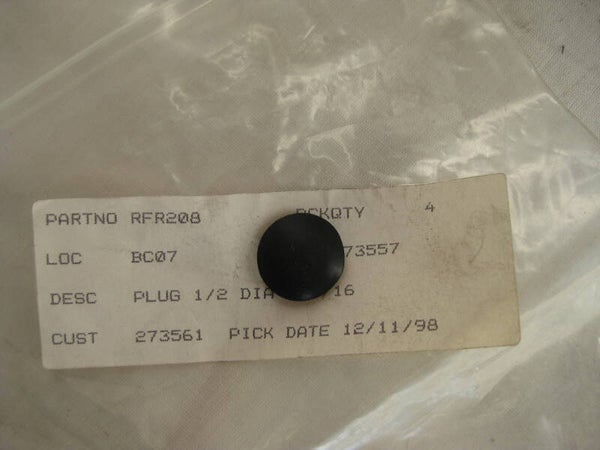 Grommet, 1/2" x 1/16", rubber    RFR208