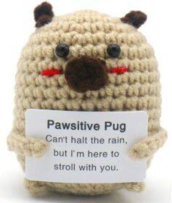 Positive Pug - Positieve Mopshond 7,5cm