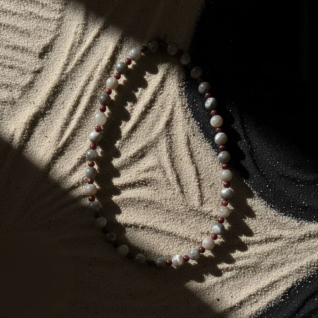 Colar em cristal de Labradonite e Granada