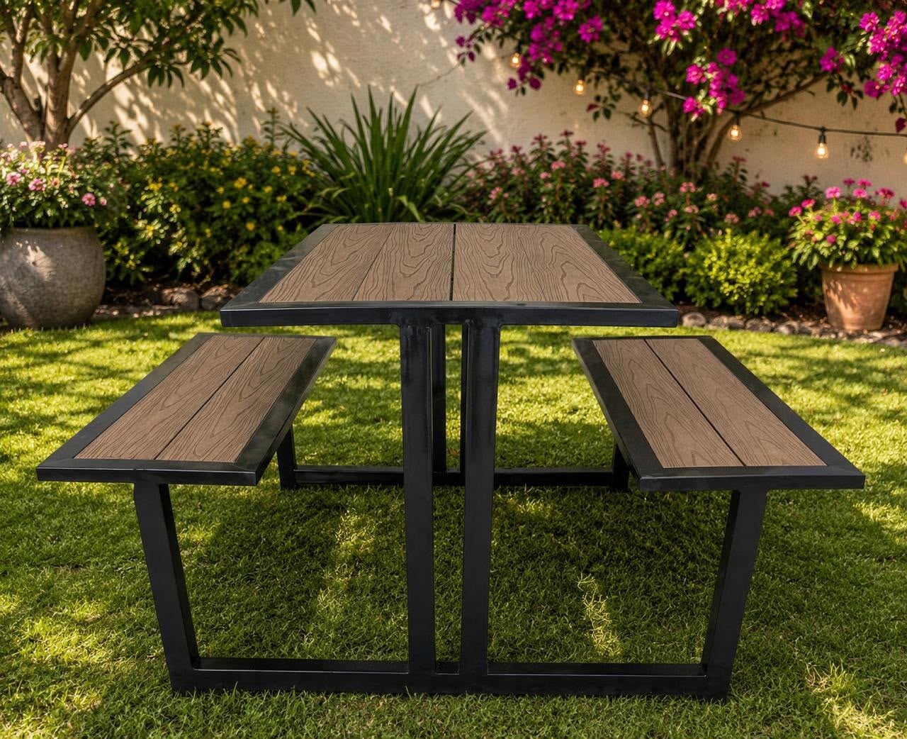 MESA CON BANCA PARA EXTERIOR CON DECK