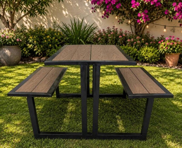 MESA CON BANCA PARA EXTERIOR CON DECK