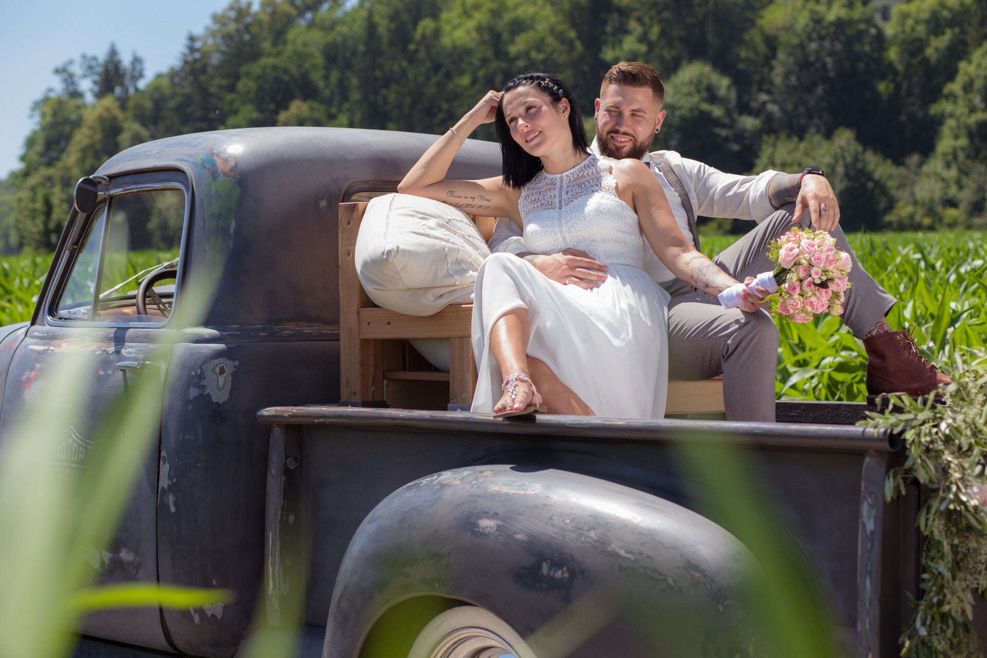 Brautpaar Vintage Pickup