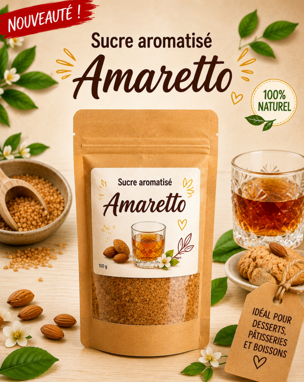 🥃 Sucre Aromatisé Amaretto – 100 g