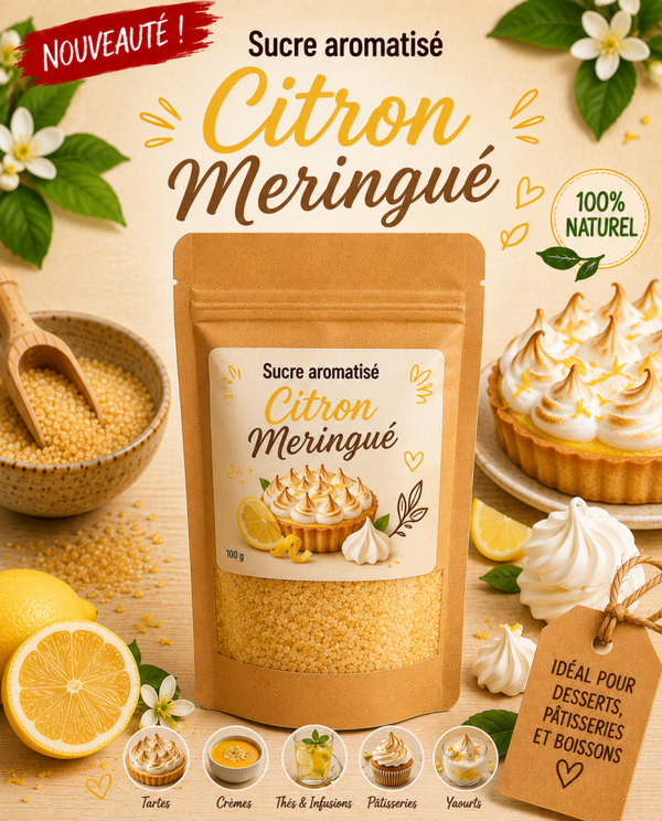 🍋 Sucre Aromatisé Citron Meringué – 100 g