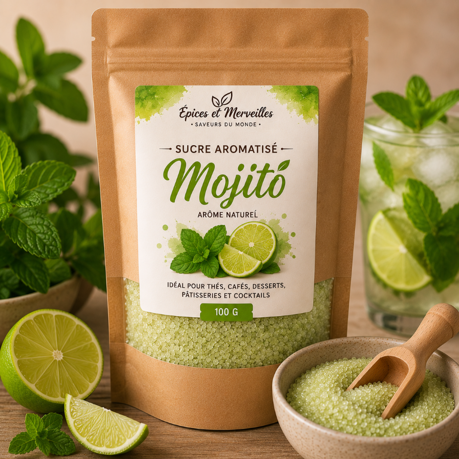 🌿 Sucre Aromatisé Mojito – 100 g
