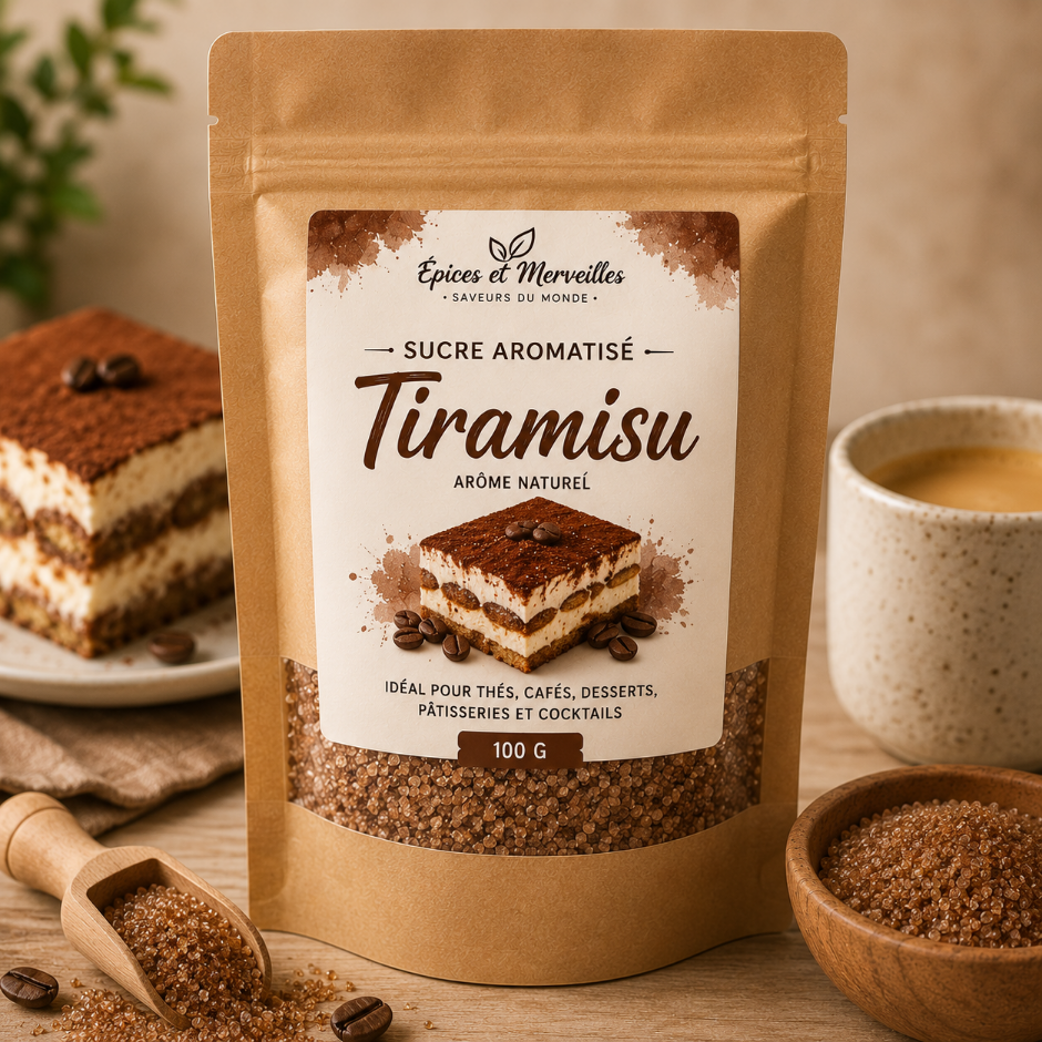 ☕ Sucre Aromatisé Tiramisu – 100 g