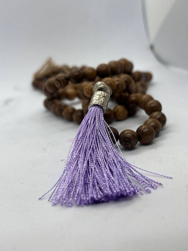 MALA IN LEGNO NATURALE E PERLE IN VETRO