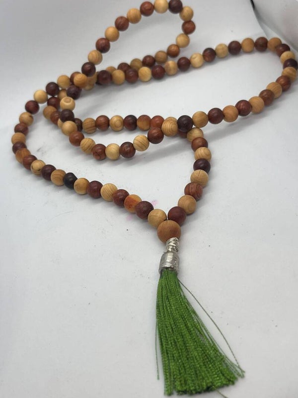 MALA TIBETANO CON LEGNO DI PALISSANDRO E PALO SANTO