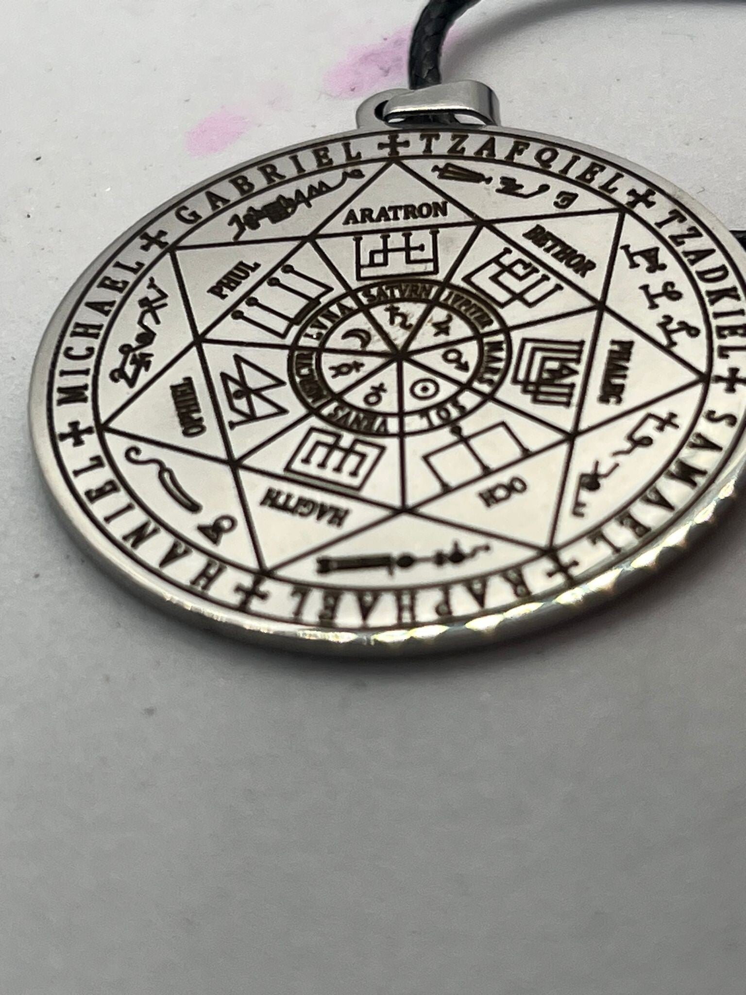 COLLANA SIGILLO 7 ARCANGELI IN ACCIAIO CON CAUCCIÙ