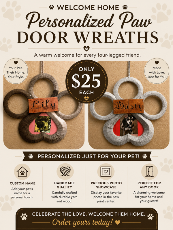 Dog paw door wreath