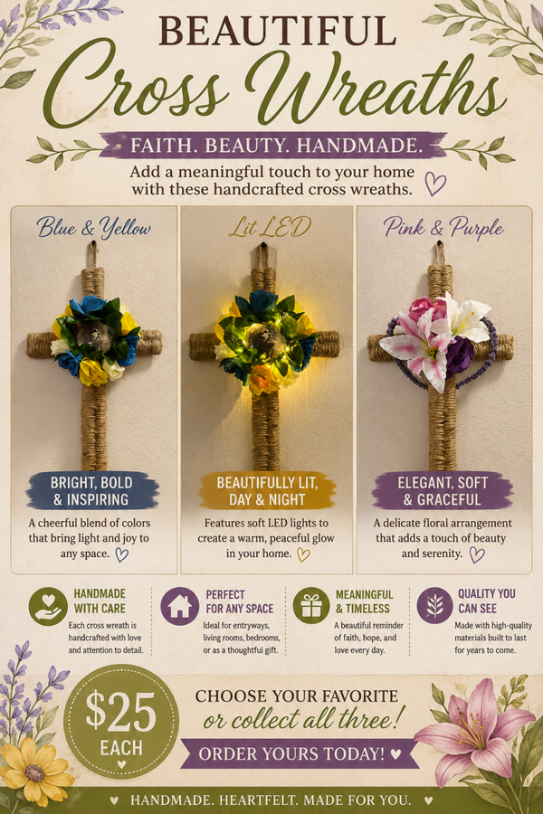 Light up cross door wreaths