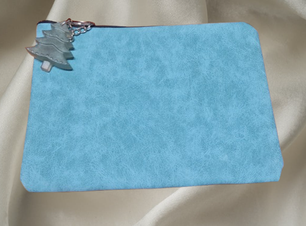 Pochette simili cuir daim bleu ciel