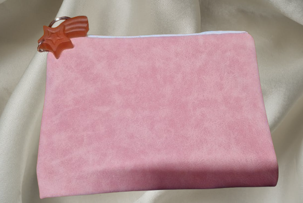 Pochette simili cuir daim rose clair