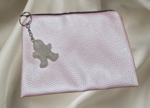 Pochette simili cuir rose clair