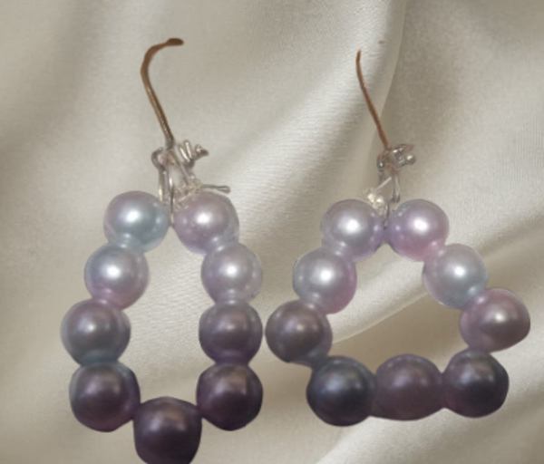 Boucle d'oreilles acier perles rondes arc-en-ciel