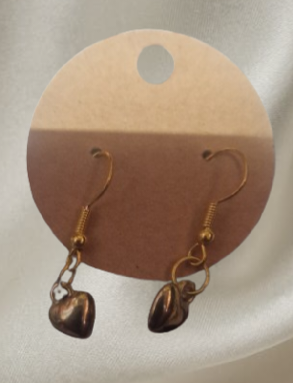 Boucle d'oreilles acier motif coeur doré