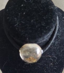 Élastique à cheveux en résine forme gros rond transparent avec rose dorée Incorporé, cordon élastique noir