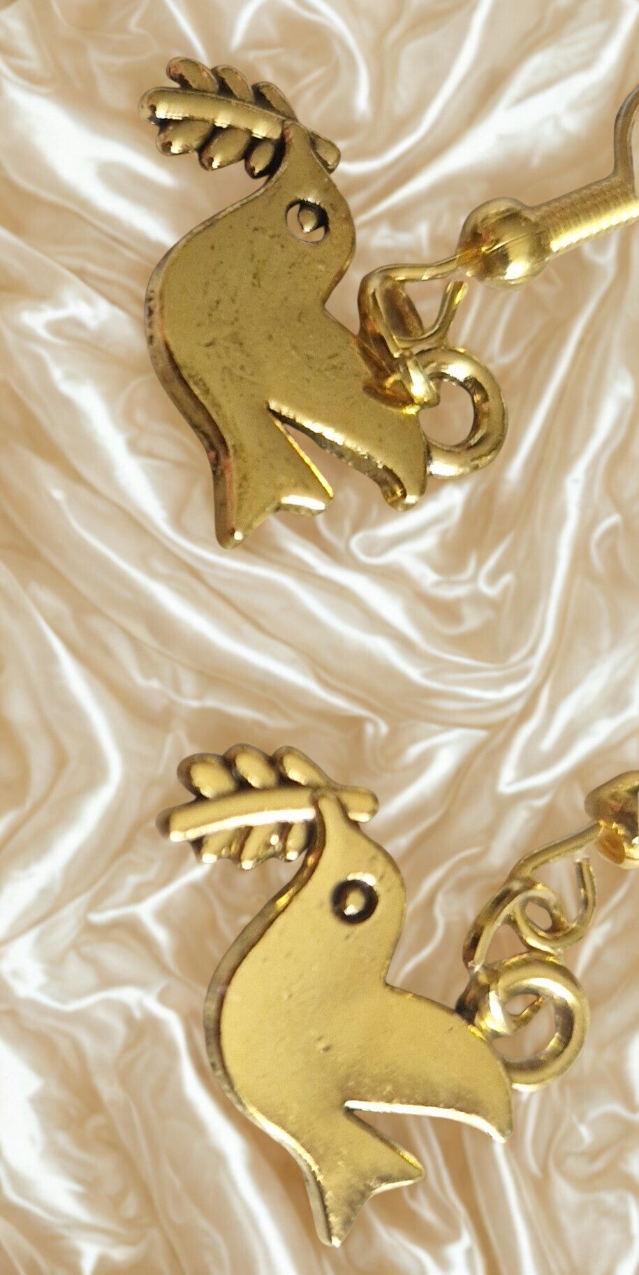 Boucles d'oreilles acier motif oiseau  doré