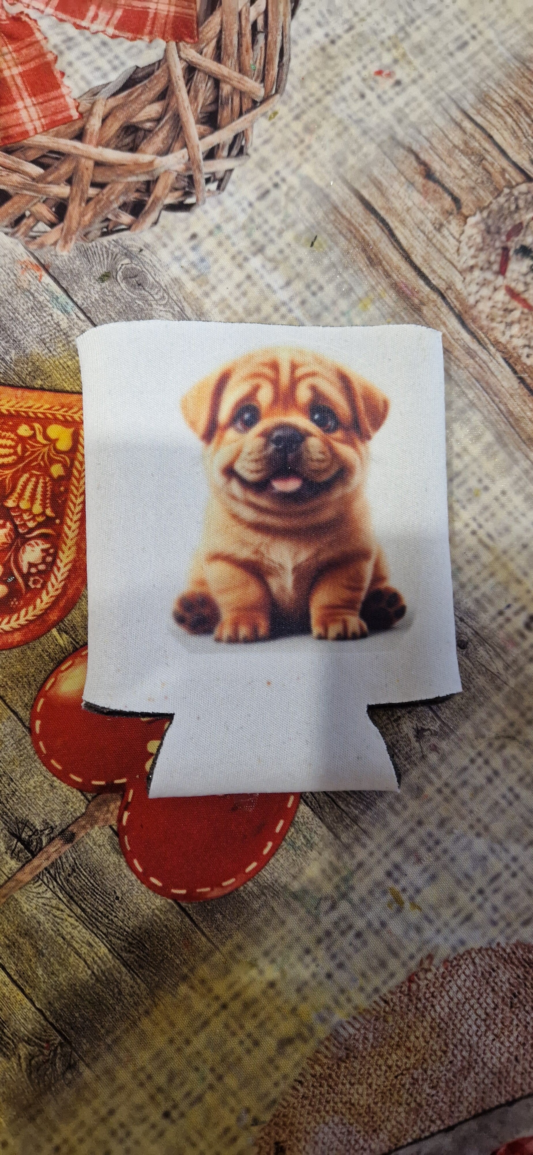 Pochette pour canette/bouteille d'eau motif chien marron modèle 1