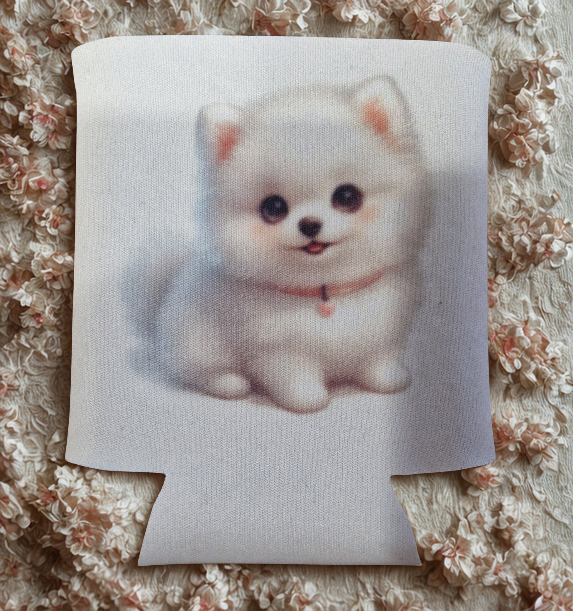 Pochette pour canette/bouteille d'eau motif chien blanc modèle 2