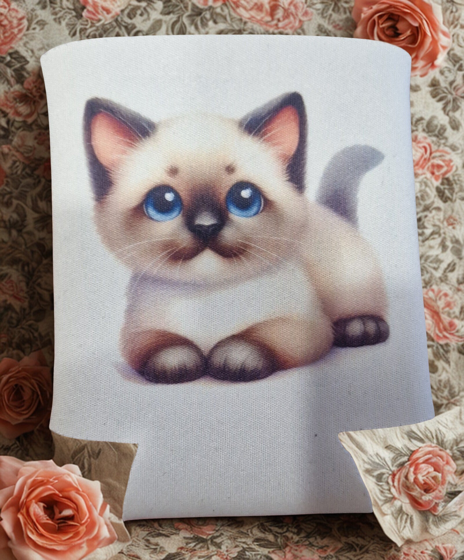 Pochette pour canette/bouteille d'eau motif  chat siamois modèle 3