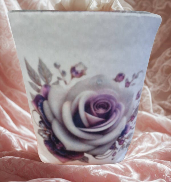 Pochette pour canette/bouteille d'eau motif  rose violet