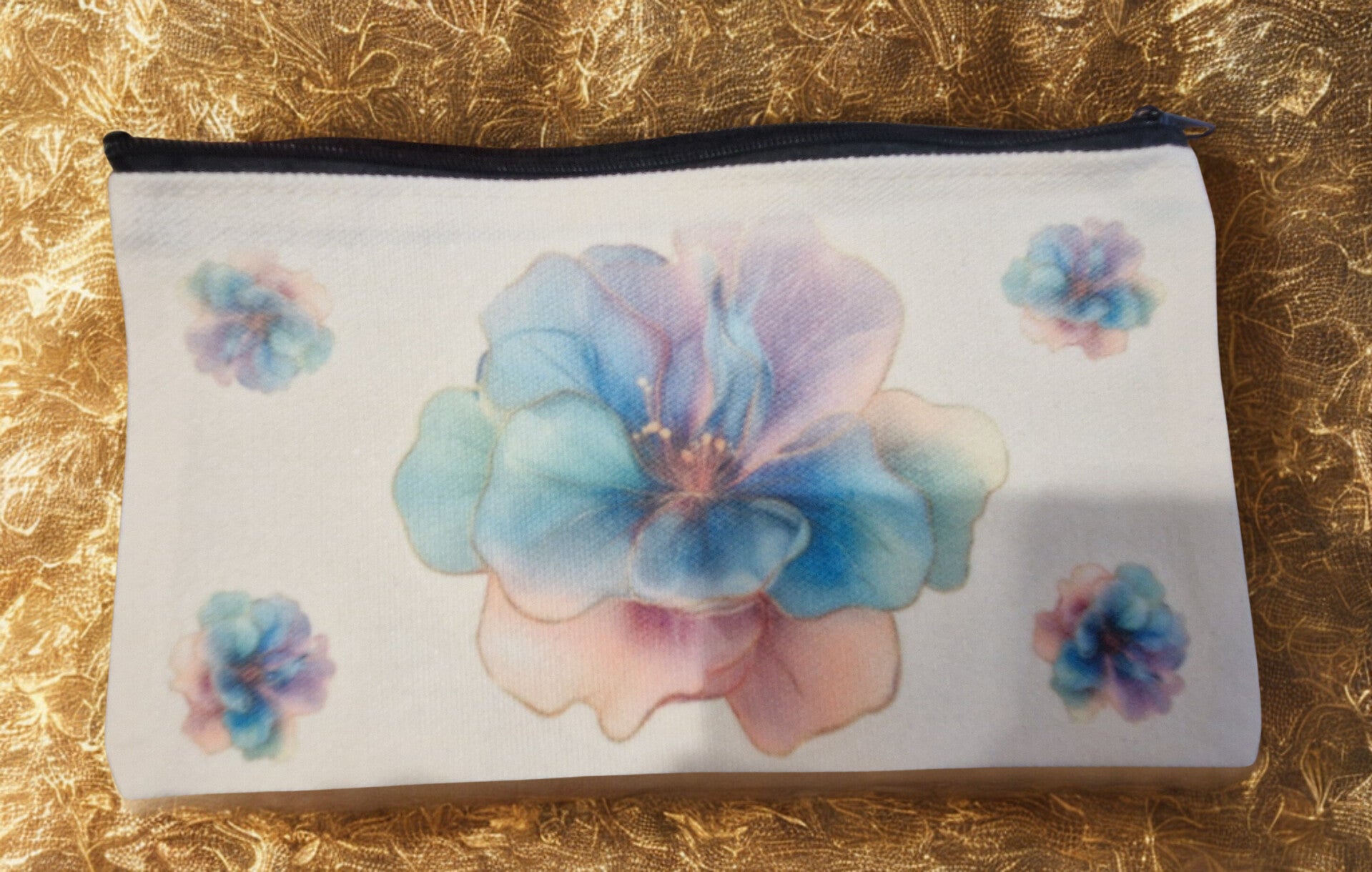 Pochette/ trousse tissu coton motif fleur