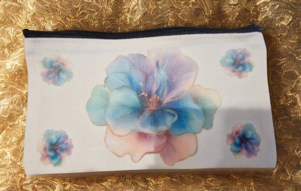 Pochette/ trousse tissu coton motif fleur