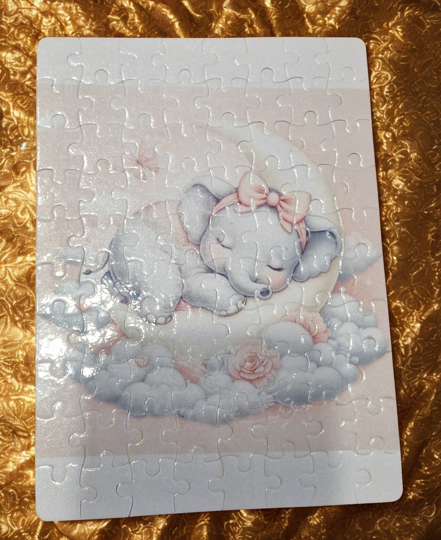 Puzzle en bois cartonné pièces détachées imprimé éléphant