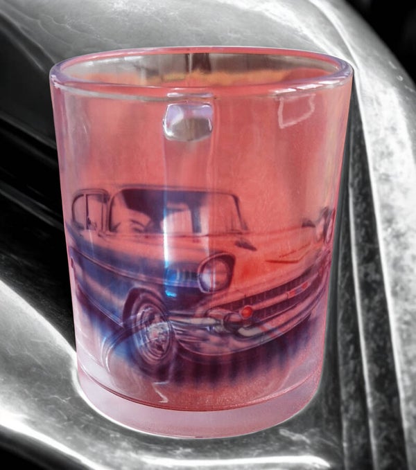 Tasse en verre transparent motif voiture ancienne