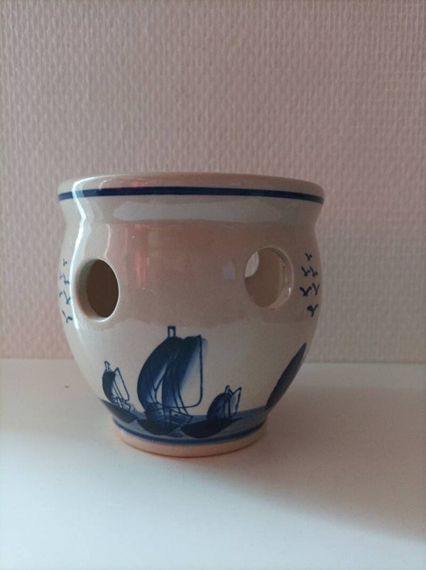 Keramiek Blauw Beschilderd Windlicht