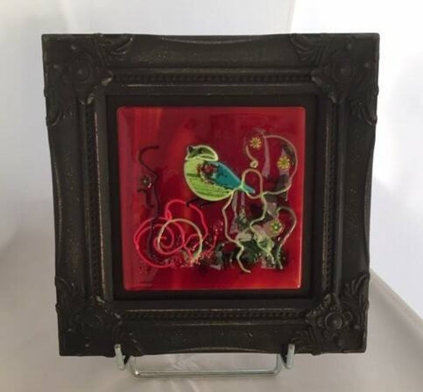 Schilderijtje met vogel