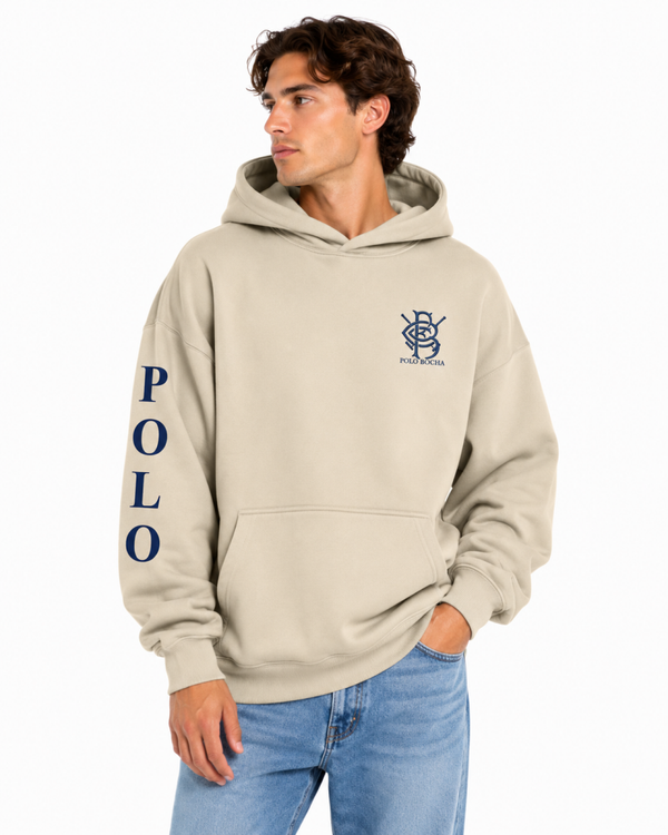SUDADERA OVERSIZE UNISEX BEIGE RIDER P B TEAM