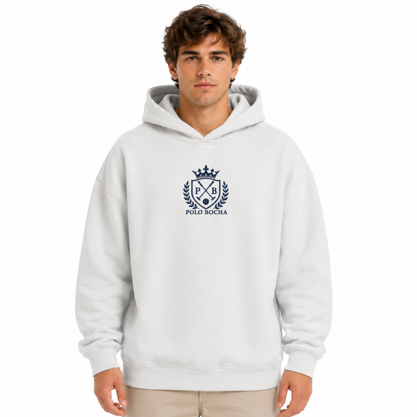 SUDADERA OVERSIZE UNISEX WHITE EQUESTRIAN TEAM P B