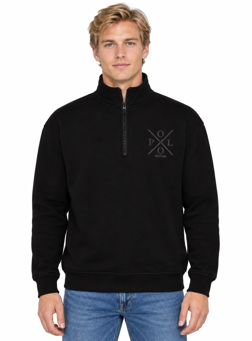 HALF ZIP SWEATSHIRT UNISEX HALFZIP100BK
