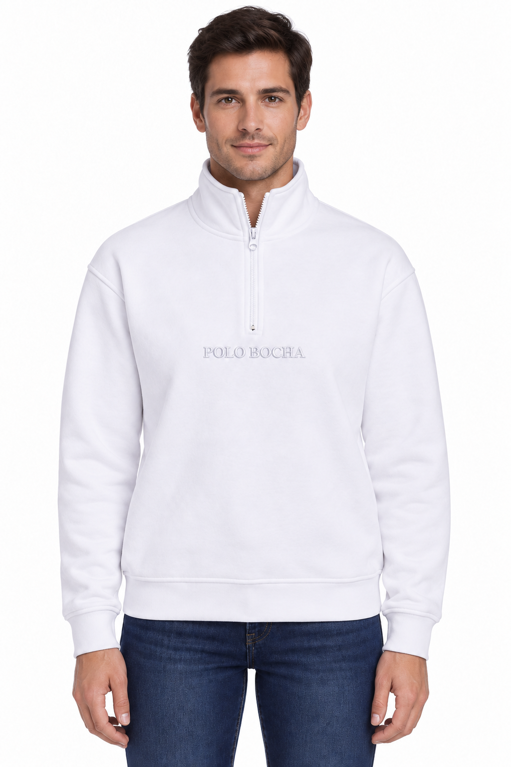 HALF ZIP SWEATSHIRT UNISEX HALFZIP110WH