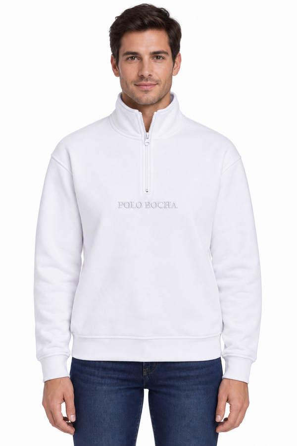 HALF ZIP SWEATSHIRT UNISEX HALFZIP110WH