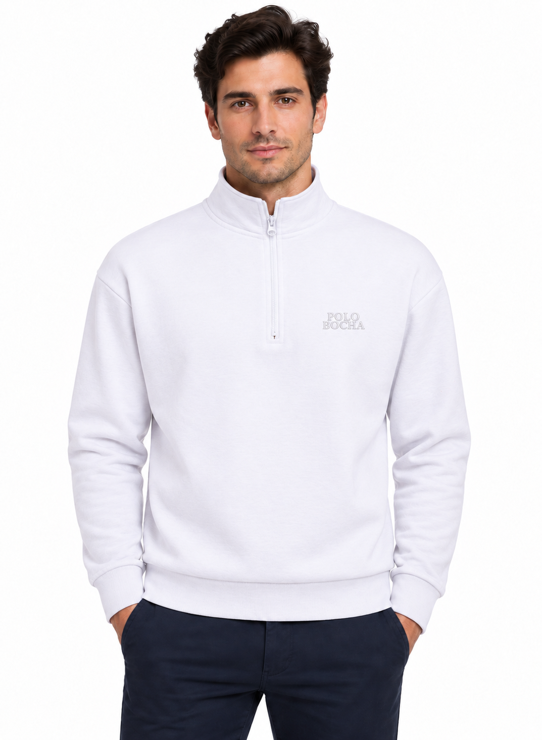 HALF ZIP SWEATSHIRT UNISEX HALFZIP130WH