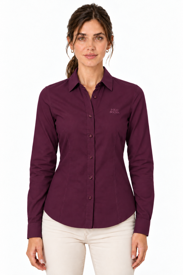 CAMISA MUJER POPELIN BURDEOS CAMPOPMJDR