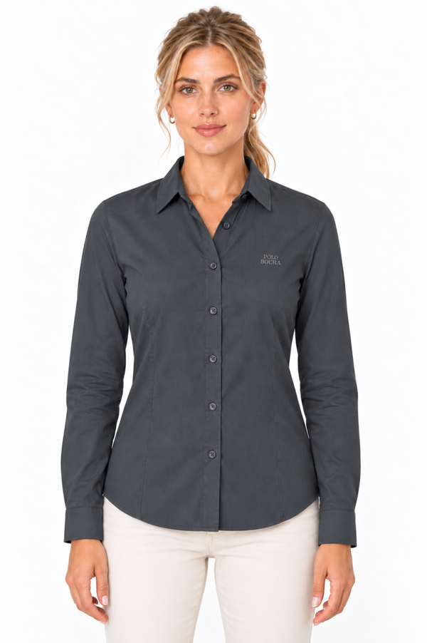 CAMISA MUJER POPELIN GRIS CAMPOPMJGY