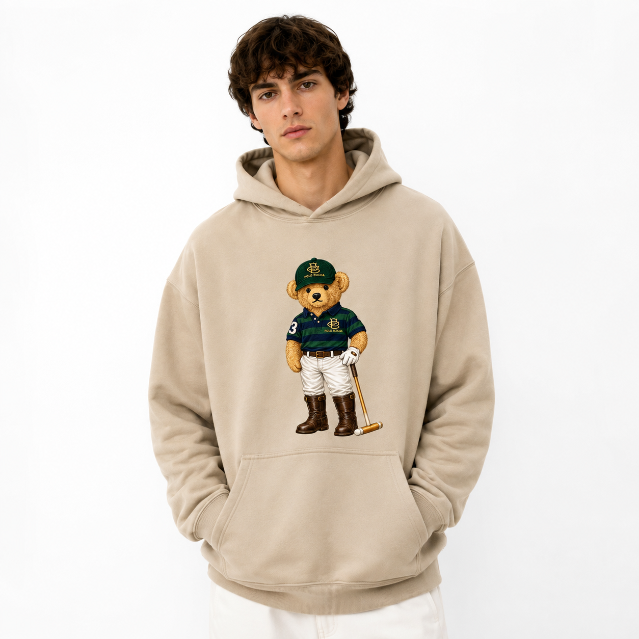 SUDADERA OVERSIZE UNISEX BEIGE POLO PLAYER