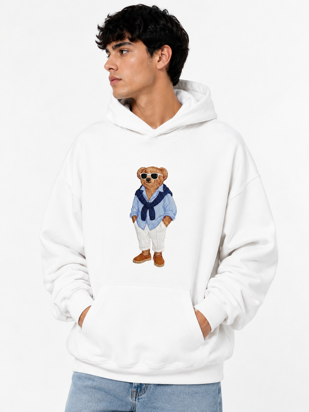 SUDADERA OVERSIZE CABALLERO BLANCA BEACH BEAR