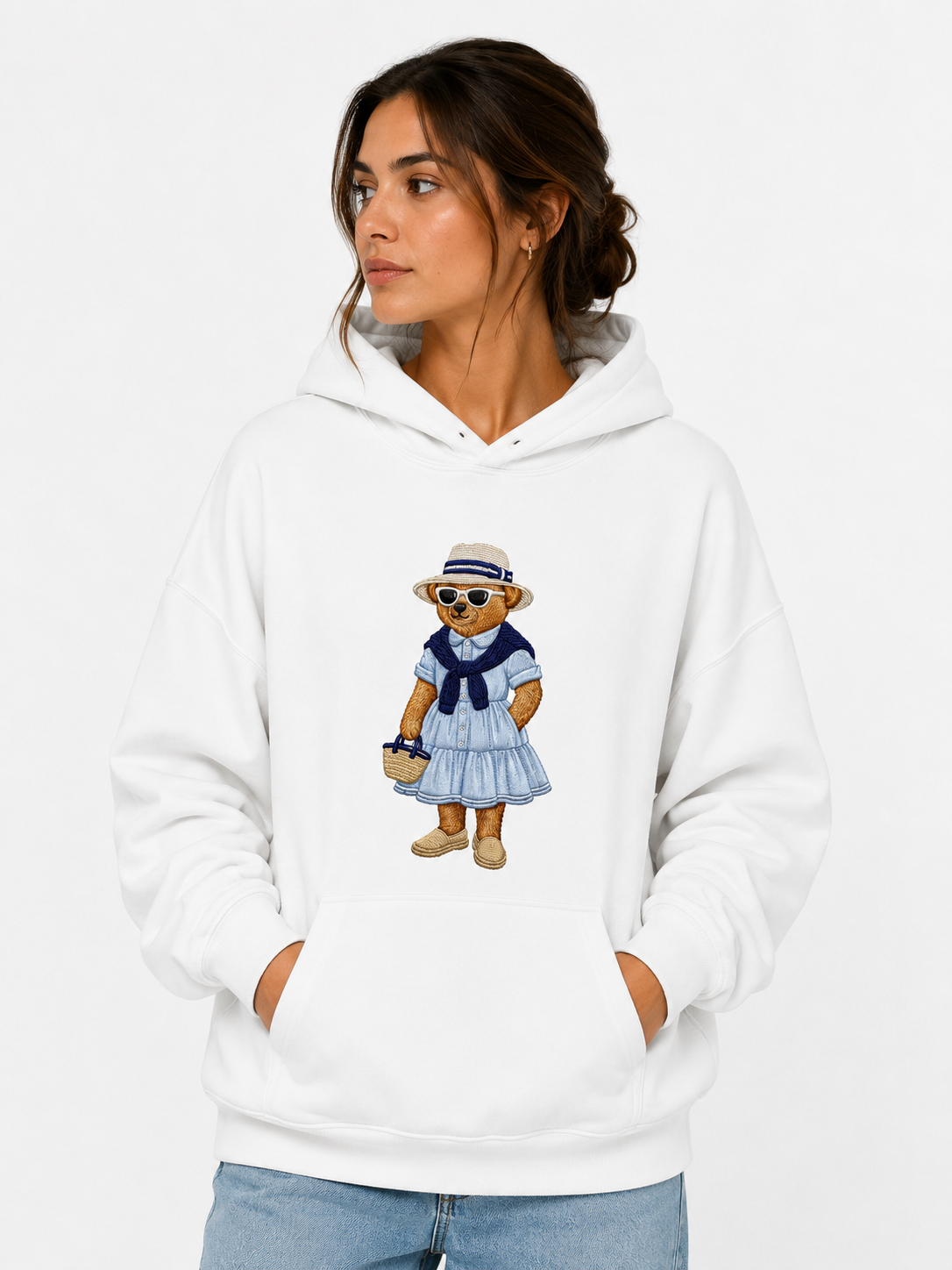 SUDADERA OVERSIZE MUJER BLANCA BEACH BEAR