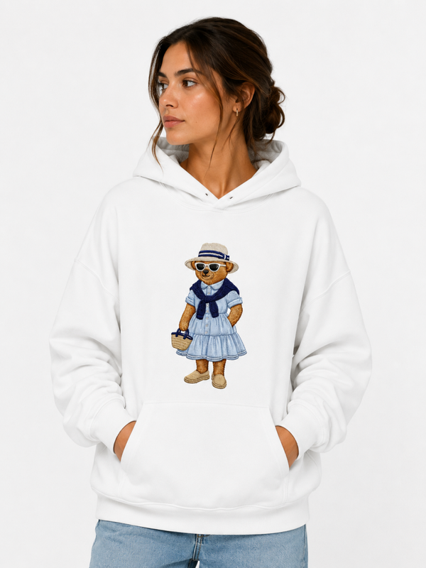 SUDADERA OVERSIZE MUJER BLANCA BEACH BEAR