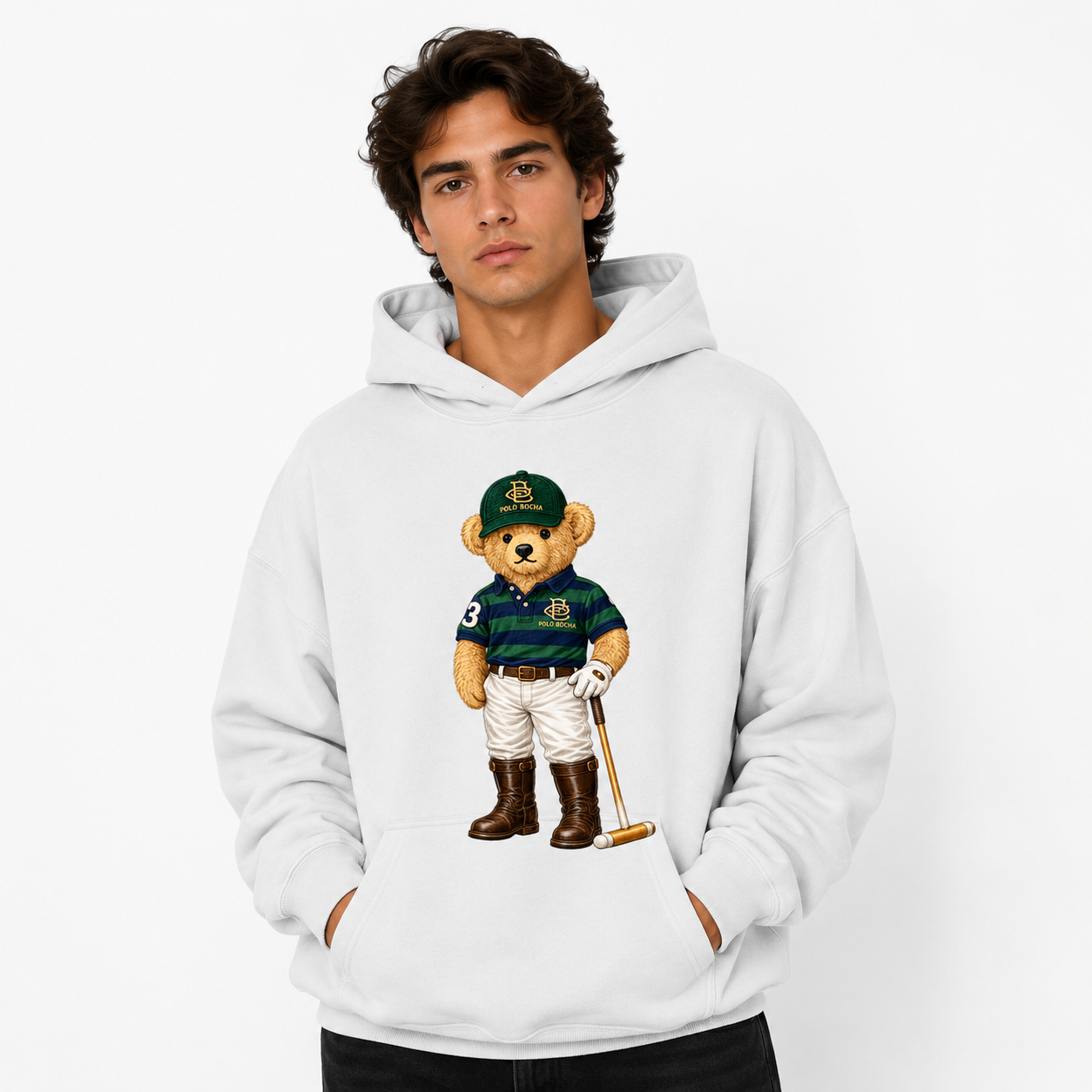 SUDADERA OVERSIZE UNISEX WHITE POLO PLAYER